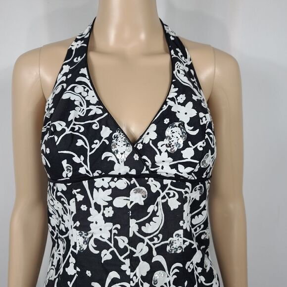Speechless Black White Floral Halter Sequin Dress - Picture 4 of 9